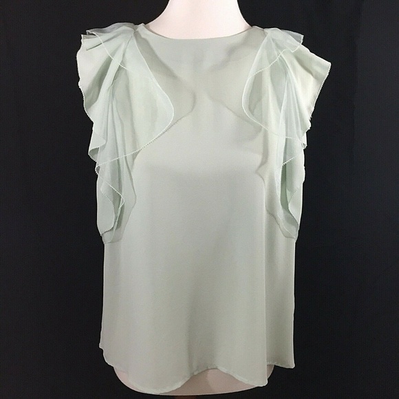 Q&A Sleeveless Ruffled Top Size Small Light Green - Picture 1 of 6